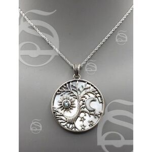Tree of Life Sun & Moon  Sterling Silver / Mother of Pearl Necklace / Emulate